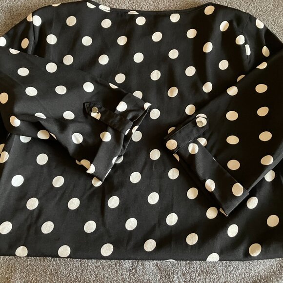 BCBG MAXAZRIA Women´s Polka Dot Top Black White Blouse Sz S - Picture 5 of 6